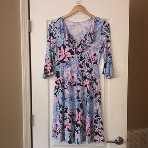 Lilly Pulitzer Stirling Dress in Bright Navy “Amore Please”, Size Small.